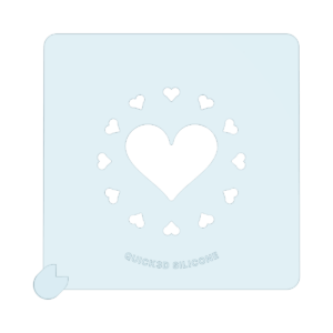 Hearts Ring clear silicone stencil, top view